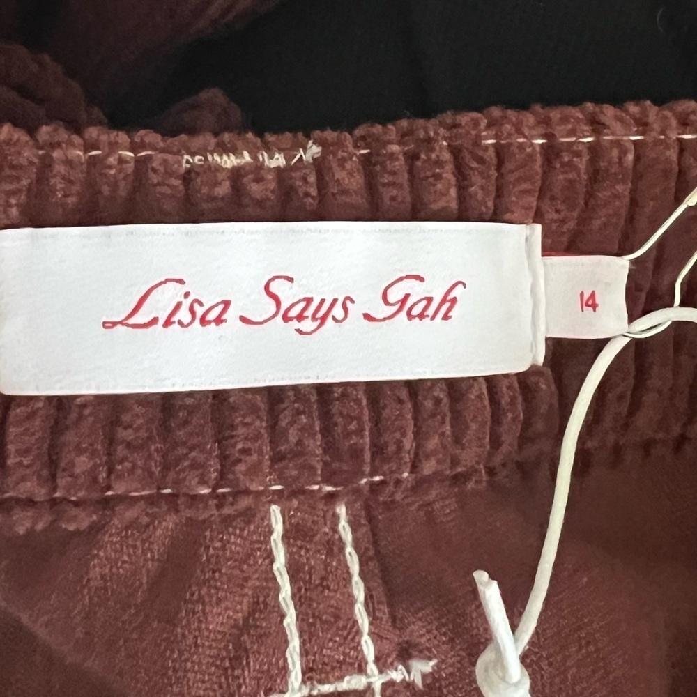 Lisa Says Gah Brown Corduroy Dylan Cherry Pants NWT Size 14 - Picture 11 of 12
